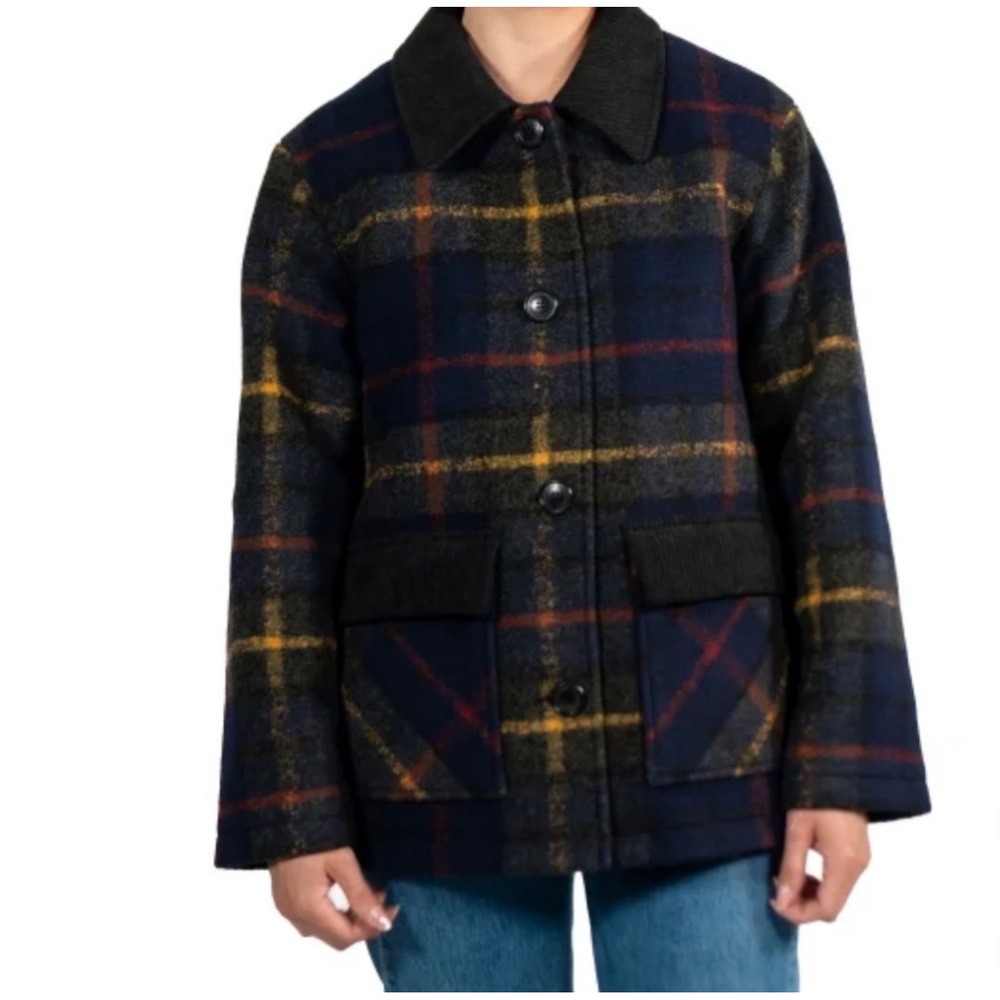 Pendleton Women's Wool Blend Barn Coat | Royal Blue Plaid | NWOT - Picture 4 of 8